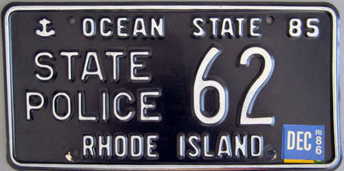 Rhode Island  police license plate