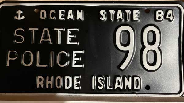 Rhode Island  police license plate