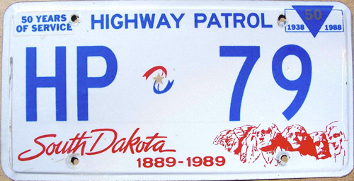 South Dakota  police license plate