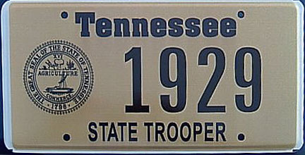 Tennessee  police license plate image