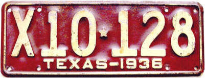 Texas  police license plate image