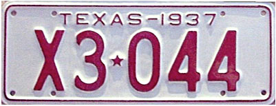 Texas  police license plate image