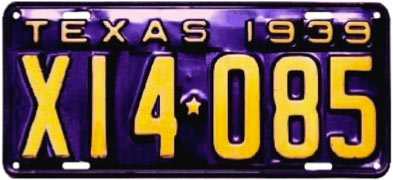 Texas  police license plate image