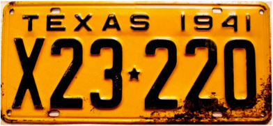 Texas  police license plate image