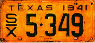 Texas  police license plate image