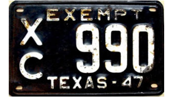 Texas  police license plate image