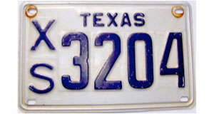 Texas  police license plate image