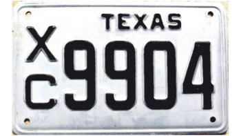 Texas  police license plate image