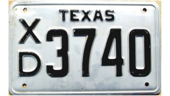 Texas  police license plate image