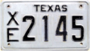 Texas  police license plate image