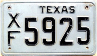 Texas  police license plate image