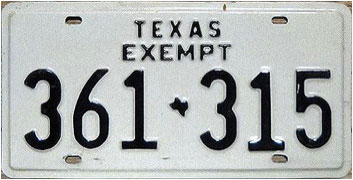 Texas  police license plate image