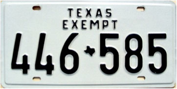 Texas  police license plate image