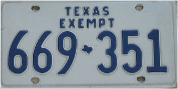 Texas  police license plate image