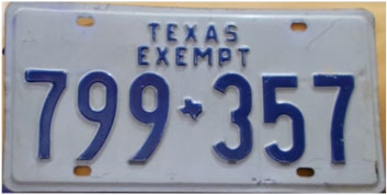 Texas  police license plate image