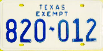 Texas  police license plate image