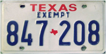 Texas  police license plate image