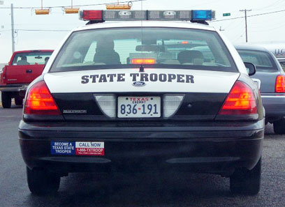 Texas  police license plate image