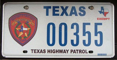 Texas  police license plate image