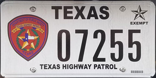 Texas  police license plate image