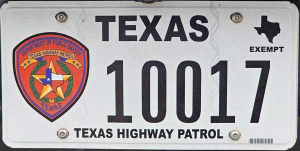 Texas  police license plate image