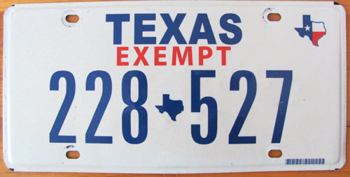 Texas  police license plate image