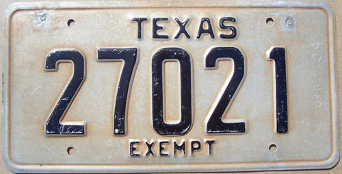 Texas  police license plate image