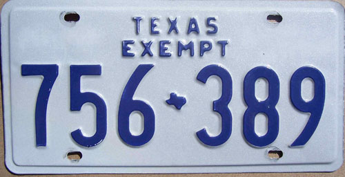 Texas  police license plate image