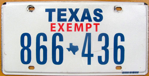 Texas  police license plate image