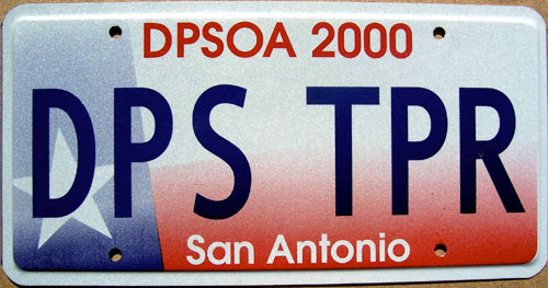 Texas  police license plate image