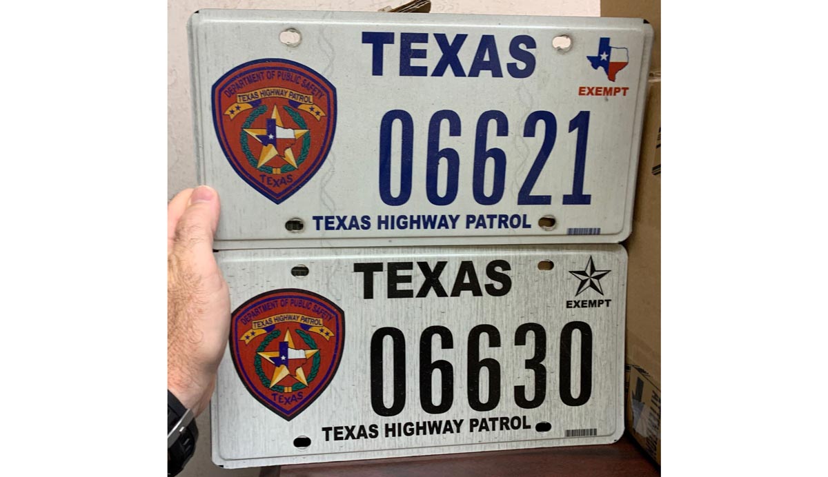 Texas  police license plate 