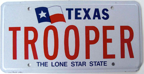 Texas  police license plate image