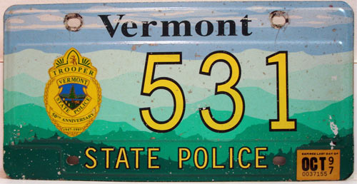 Vermont  police license plate image