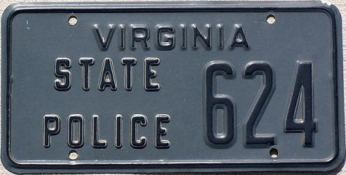 Virginia  police license plate