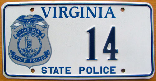 Virginia  police license plate