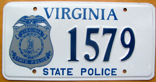 Virginia  police license plate