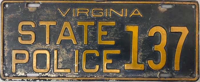 Virginia  police license plate