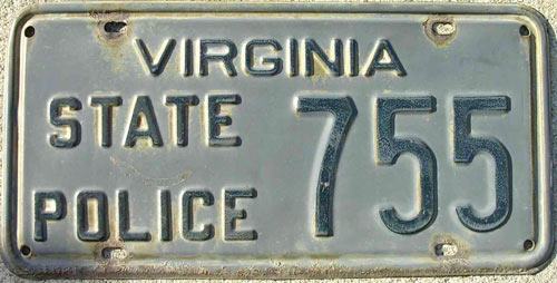 Virginia  police license plate