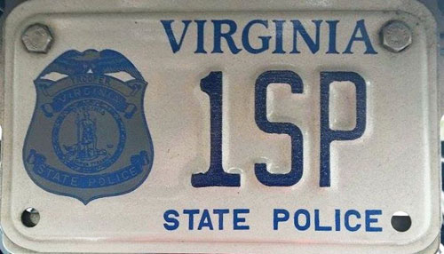 Virginia  police license plate