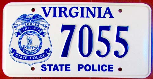 Virginia  police license plate