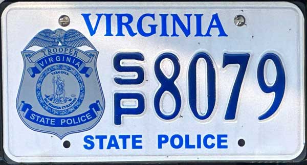 Virginia  police license plate