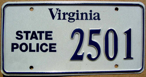 Virginia  police license plate