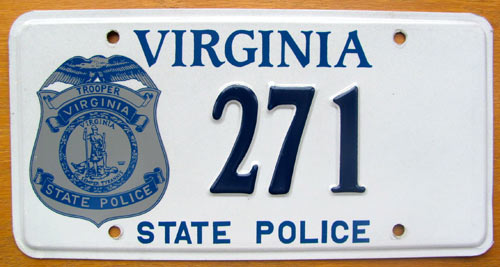 Virginia  police license plate