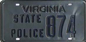 Virginia  police license plate