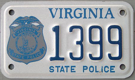 Virginia  police license plate