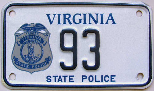 Virginia  police license plate