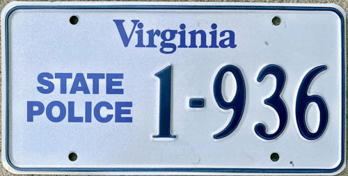 Virginia  police license plate