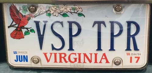 Virginia  police license plate