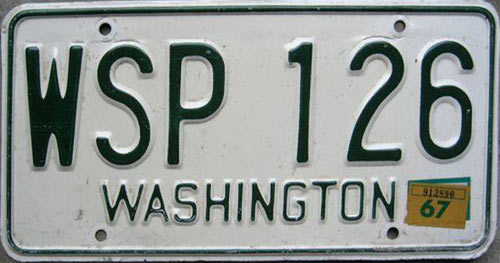 Washington  police license plate image