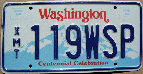 Washington  police license plate image